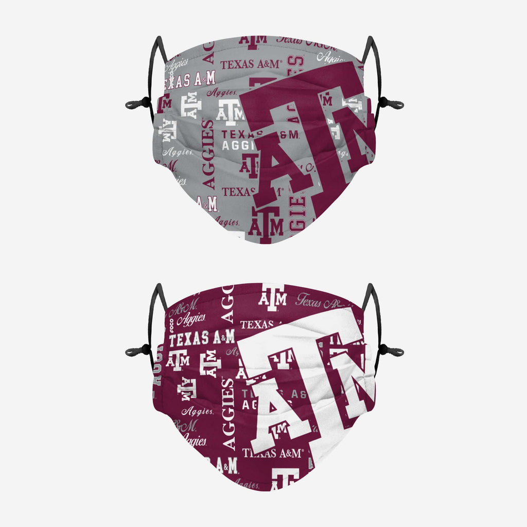 Texas A&M Aggies Logo Rush Adjustable 2 Pack Face Cover FOCO - FOCO.com