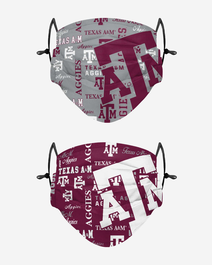 Texas A&M Aggies Logo Rush Adjustable 2 Pack Face Cover FOCO - FOCO.com