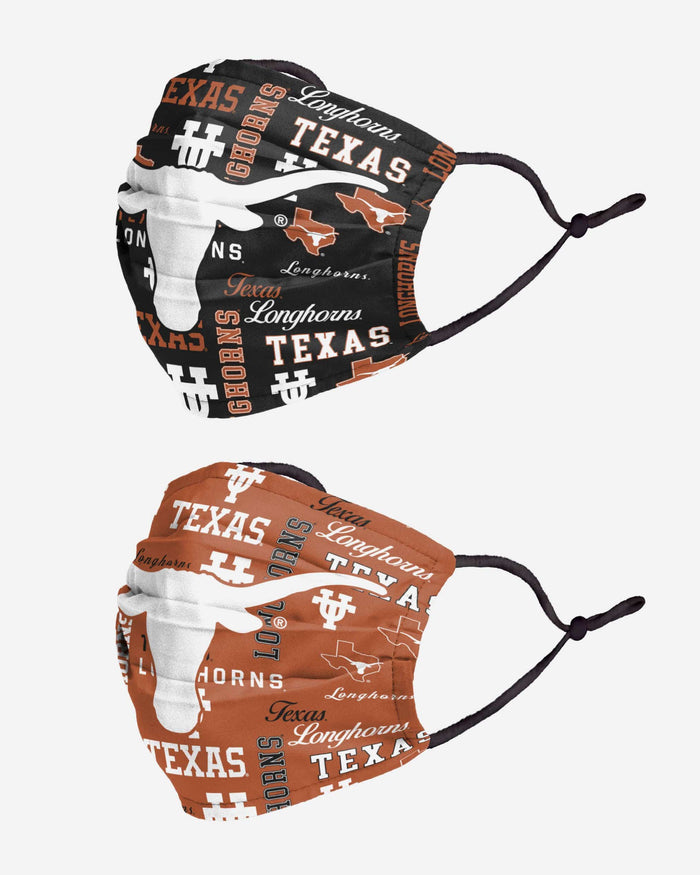 Texas Longhorns Logo Rush Adjustable 2 Pack Face Cover FOCO - FOCO.com