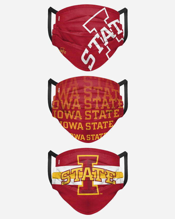 Iowa State Cyclones Matchday 3 Pack Face Cover FOCO - FOCO.com