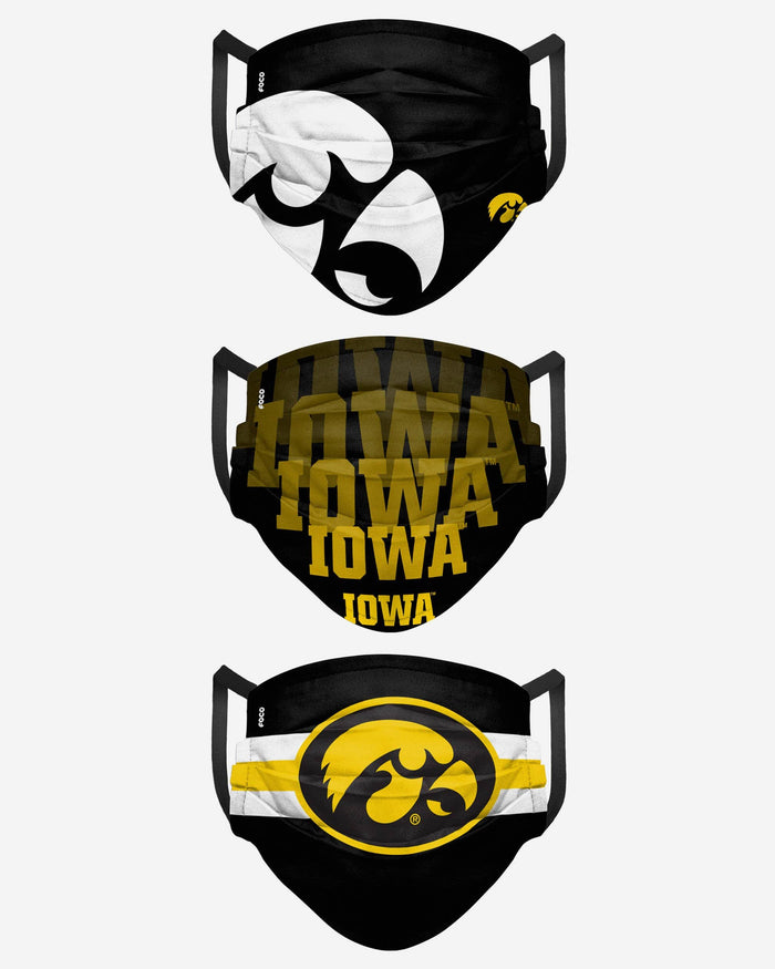 Iowa Hawkeyes Matchday 3 Pack Face Cover FOCO - FOCO.com