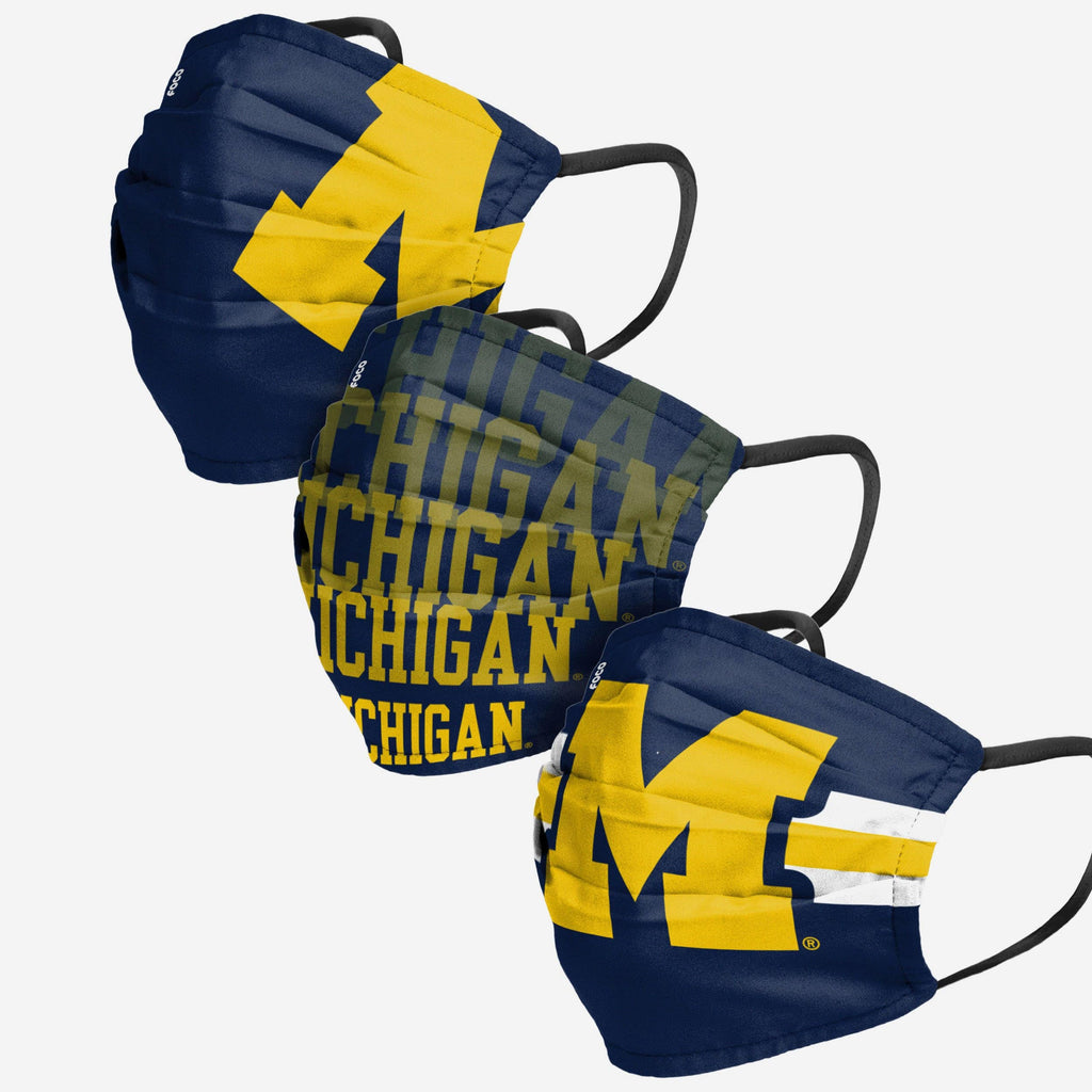 Michigan Wolverines Matchday 3 Pack Face Cover FOCO - FOCO.com