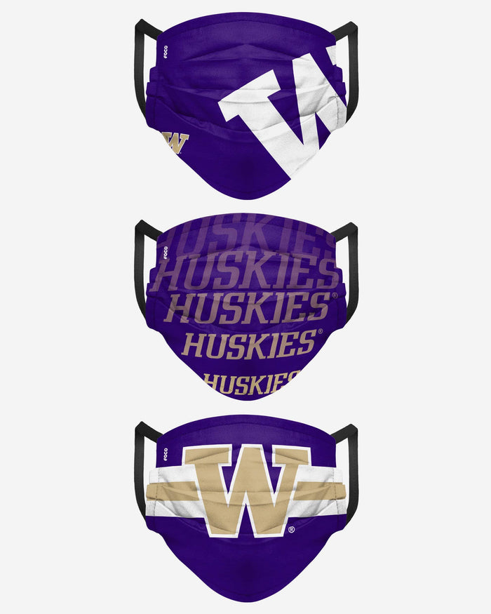 Washington Huskies Matchday 3 Pack Face Cover FOCO - FOCO.com