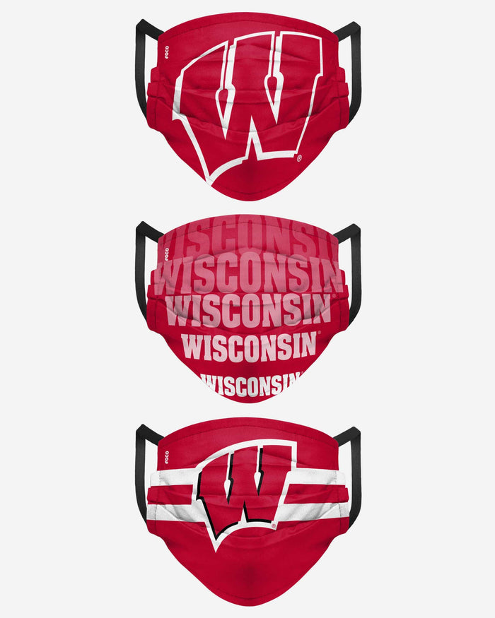 Wisconsin Badgers Matchday 3 Pack Face Cover FOCO - FOCO.com