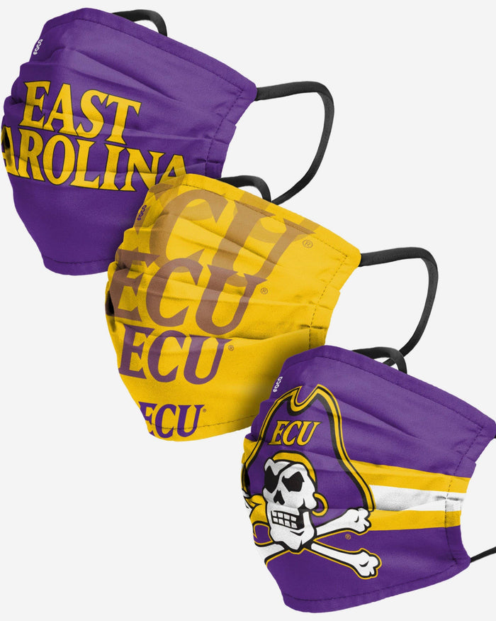 ECU Pirates Matchday 3 Pack Face Cover FOCO - FOCO.com