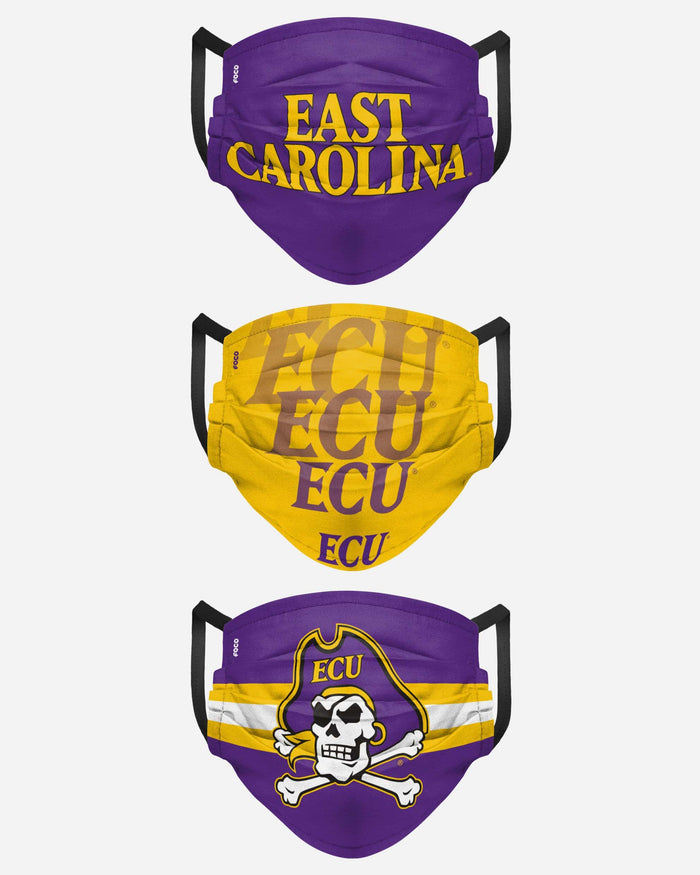 ECU Pirates Matchday 3 Pack Face Cover FOCO - FOCO.com