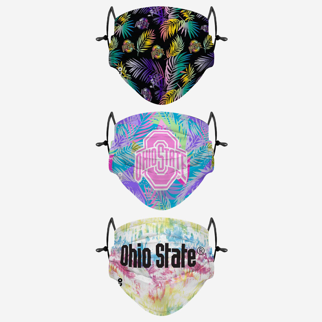 Ohio State Buckeyes Neon Floral 3 Pack Face Cover FOCO - FOCO.com