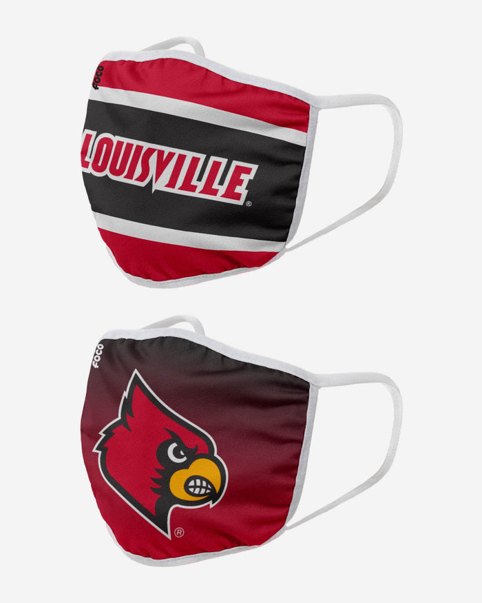 Louisville Cardinals Printed 2 Pack Face Cover FOCO - FOCO.com