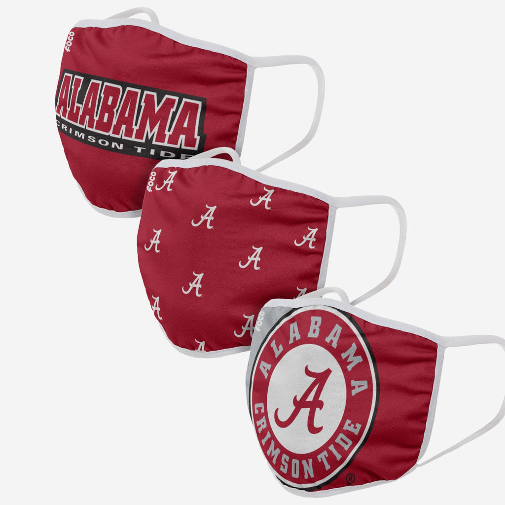 Alabama Crimson Tide 3 Pack Face Cover FOCO Adult - FOCO.com