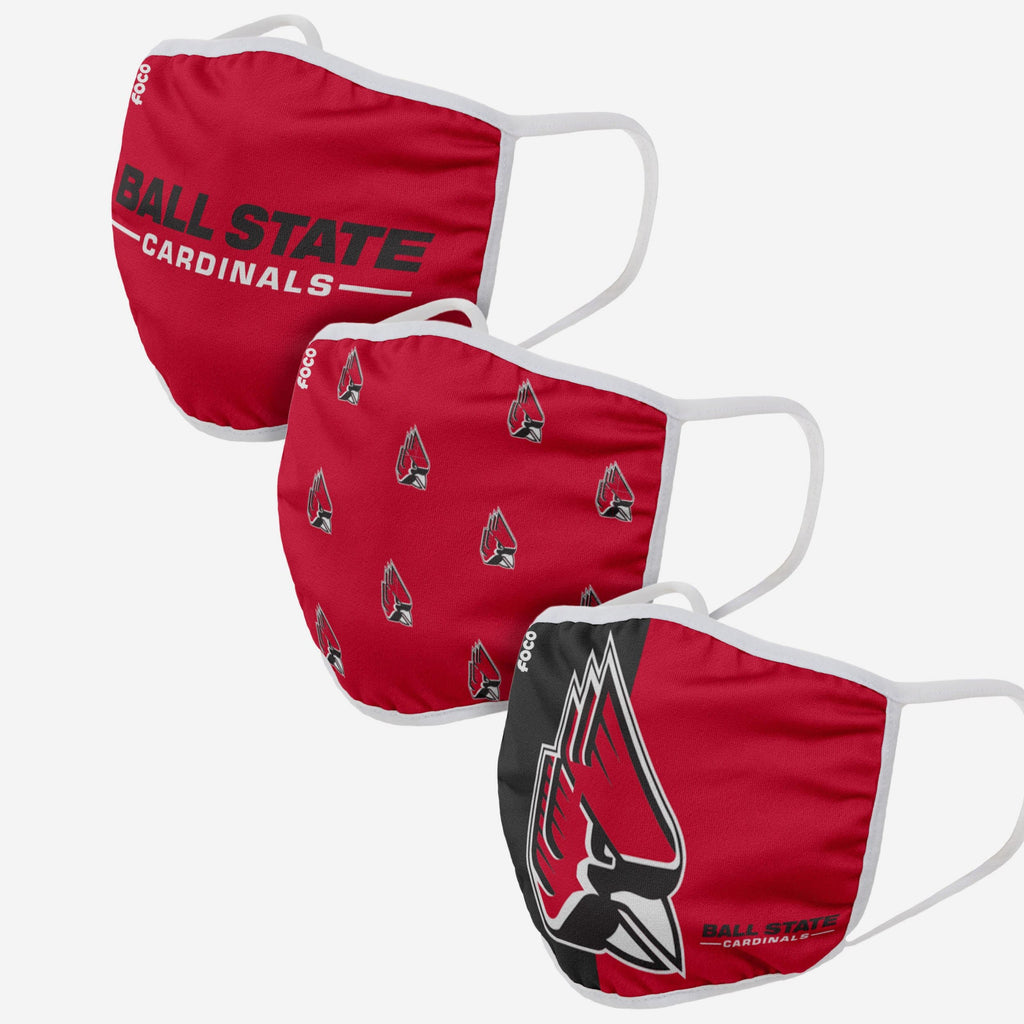 Ball State Cardinals 3 Pack Face Cover FOCO - FOCO.com