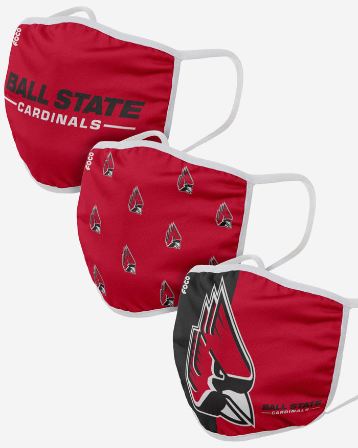 Ball State Cardinals 3 Pack Face Cover FOCO - FOCO.com