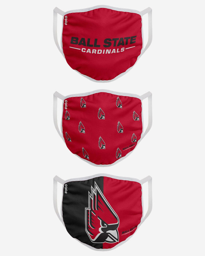 Ball State Cardinals 3 Pack Face Cover FOCO - FOCO.com