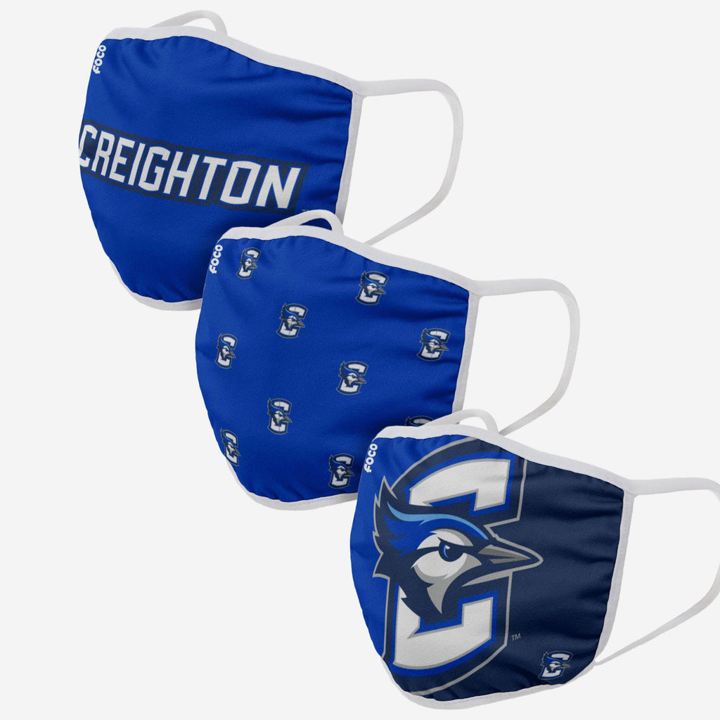 Creighton Bluejays 3 Pack Face Cover FOCO - FOCO.com