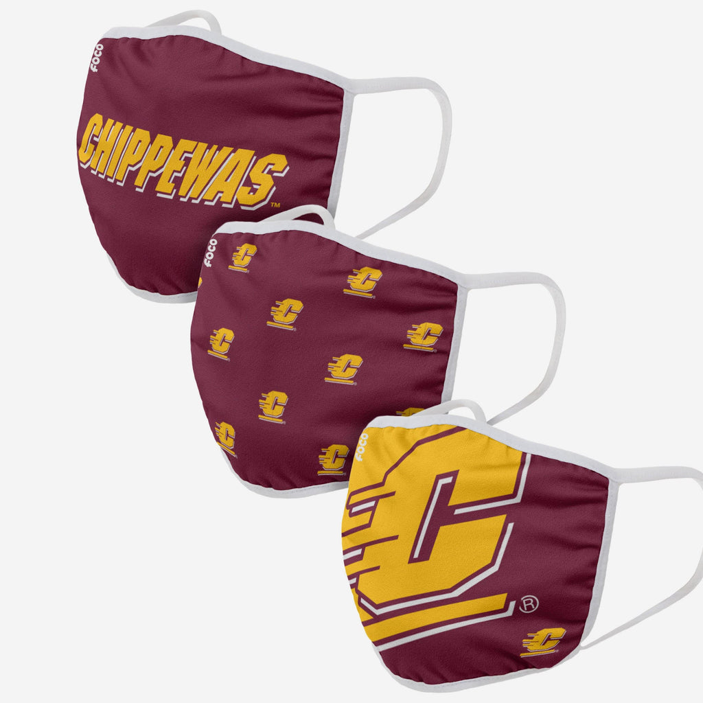 Central Michigan Chippewas 3 Pack Face Cover FOCO - FOCO.com