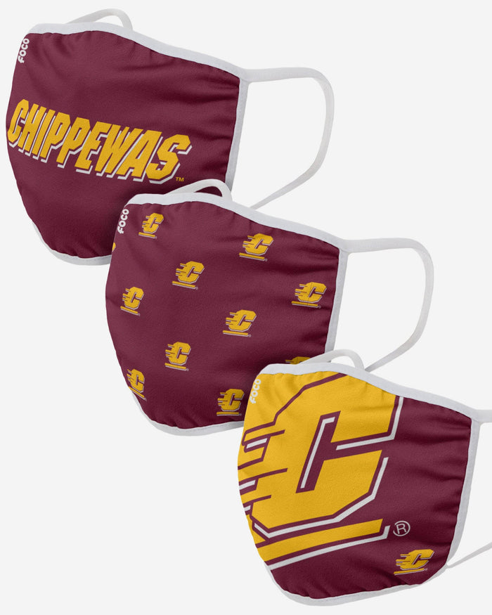 Central Michigan Chippewas 3 Pack Face Cover FOCO - FOCO.com