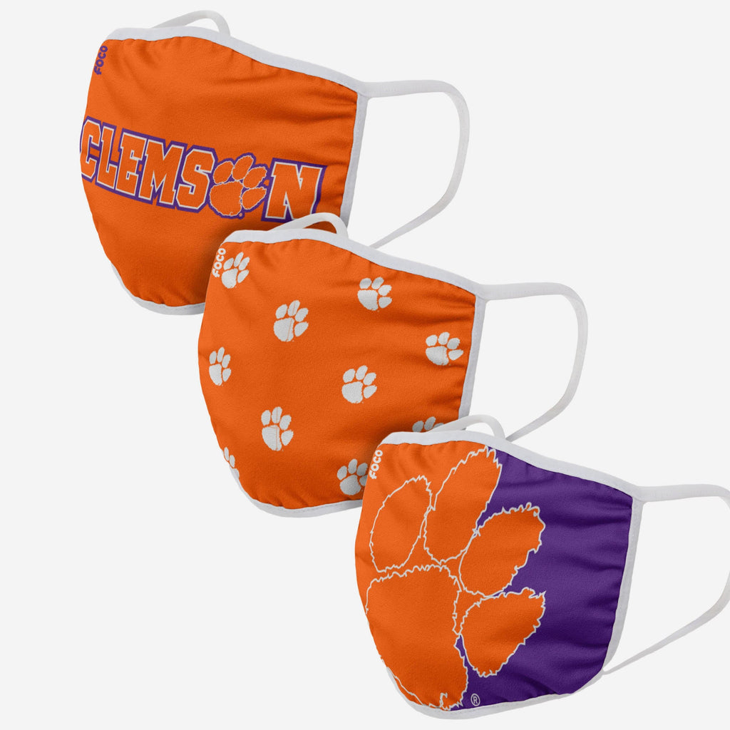 Clemson Tigers 3 Pack Face Cover FOCO - FOCO.com