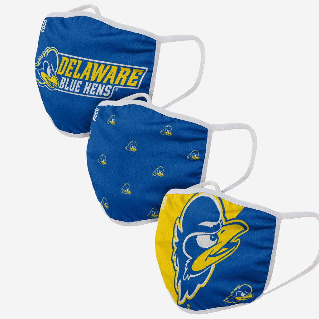 Delaware Fightin Blue Hens 3 Pack Face Cover FOCO - FOCO.com