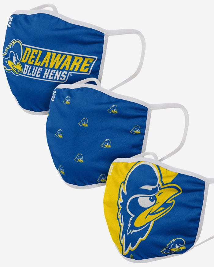 Delaware Fightin Blue Hens 3 Pack Face Cover FOCO - FOCO.com