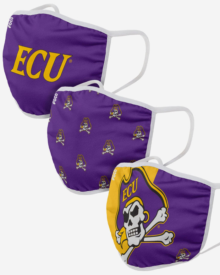 East Carolina Pirates 3 Pack Face Cover FOCO - FOCO.com