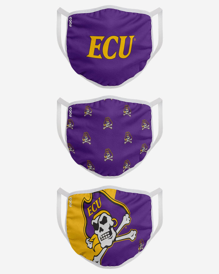 East Carolina Pirates 3 Pack Face Cover FOCO - FOCO.com