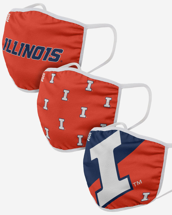 Illinois Fighting Illini 3 Pack Face Cover FOCO - FOCO.com