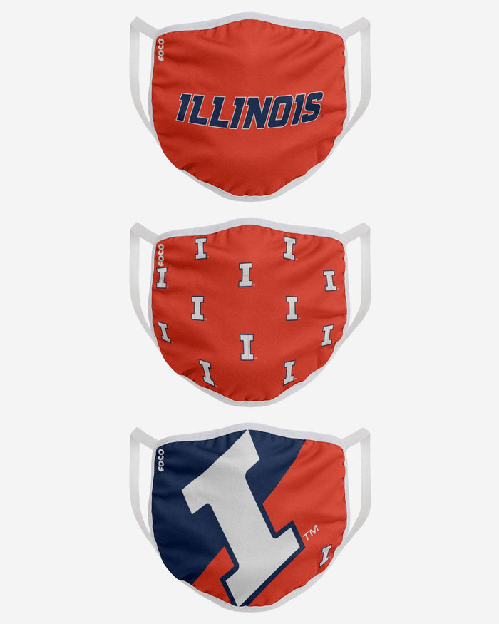 Illinois Fighting Illini 3 Pack Face Cover FOCO - FOCO.com