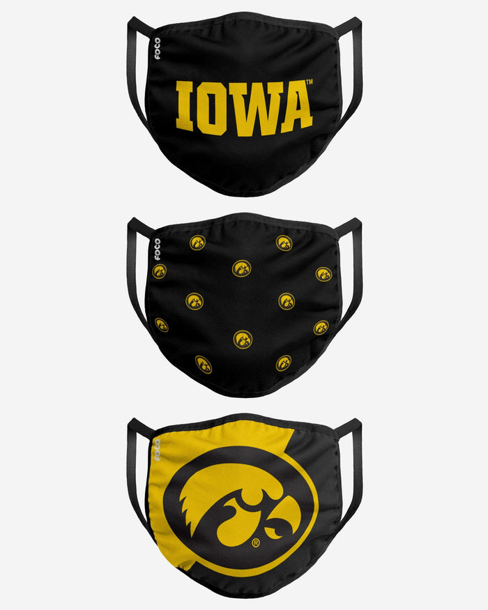 Iowa Hawkeyes 3 Pack Face Cover FOCO - FOCO.com