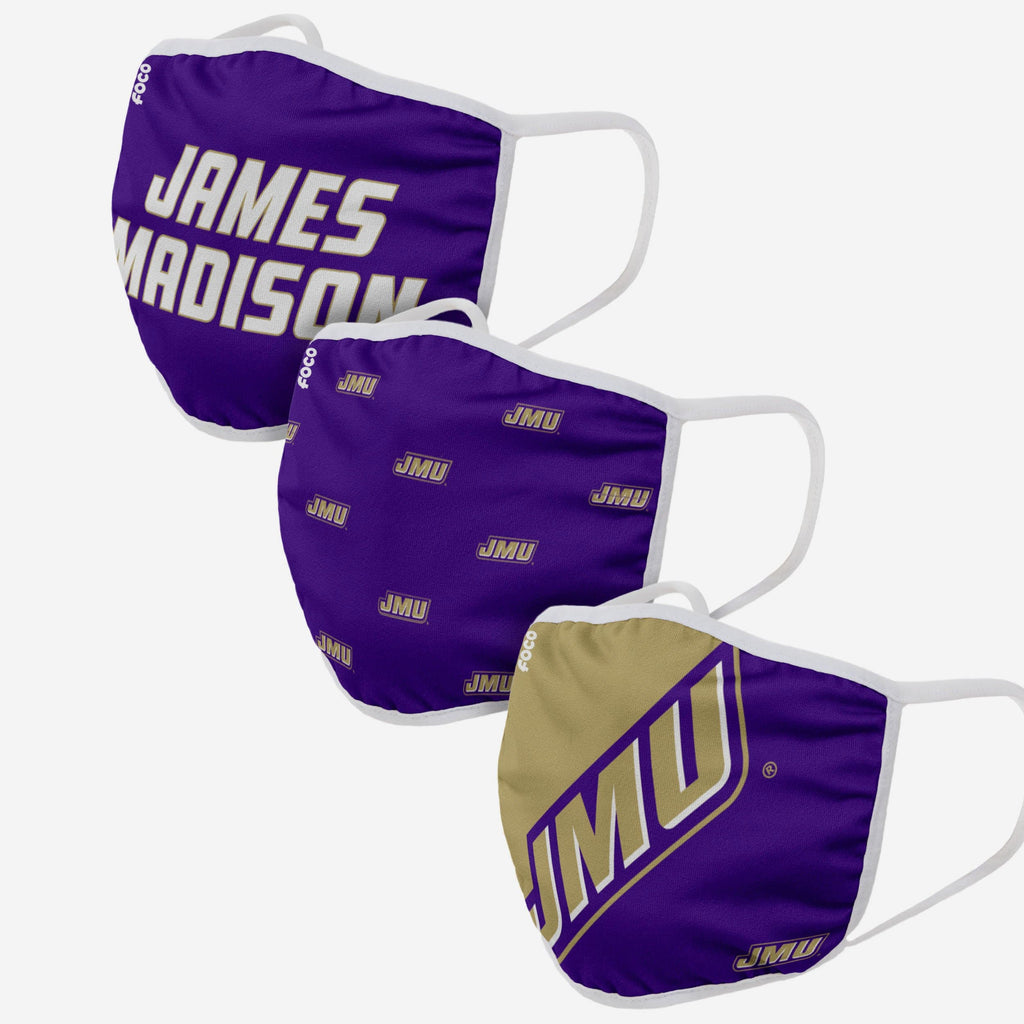 James Madison Dukes 3 Pack Face Cover FOCO - FOCO.com