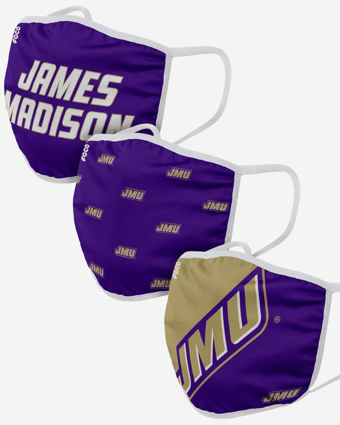 James Madison Dukes 3 Pack Face Cover FOCO - FOCO.com