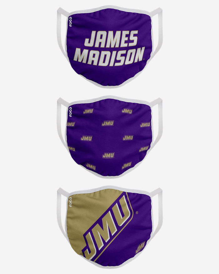 James Madison Dukes 3 Pack Face Cover FOCO - FOCO.com