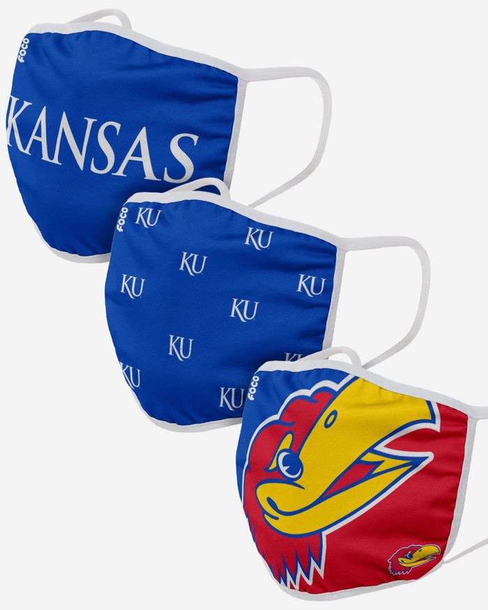 Kansas Jayhawks 3 Pack Face Cover FOCO - FOCO.com