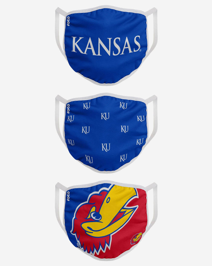 Kansas Jayhawks 3 Pack Face Cover FOCO - FOCO.com