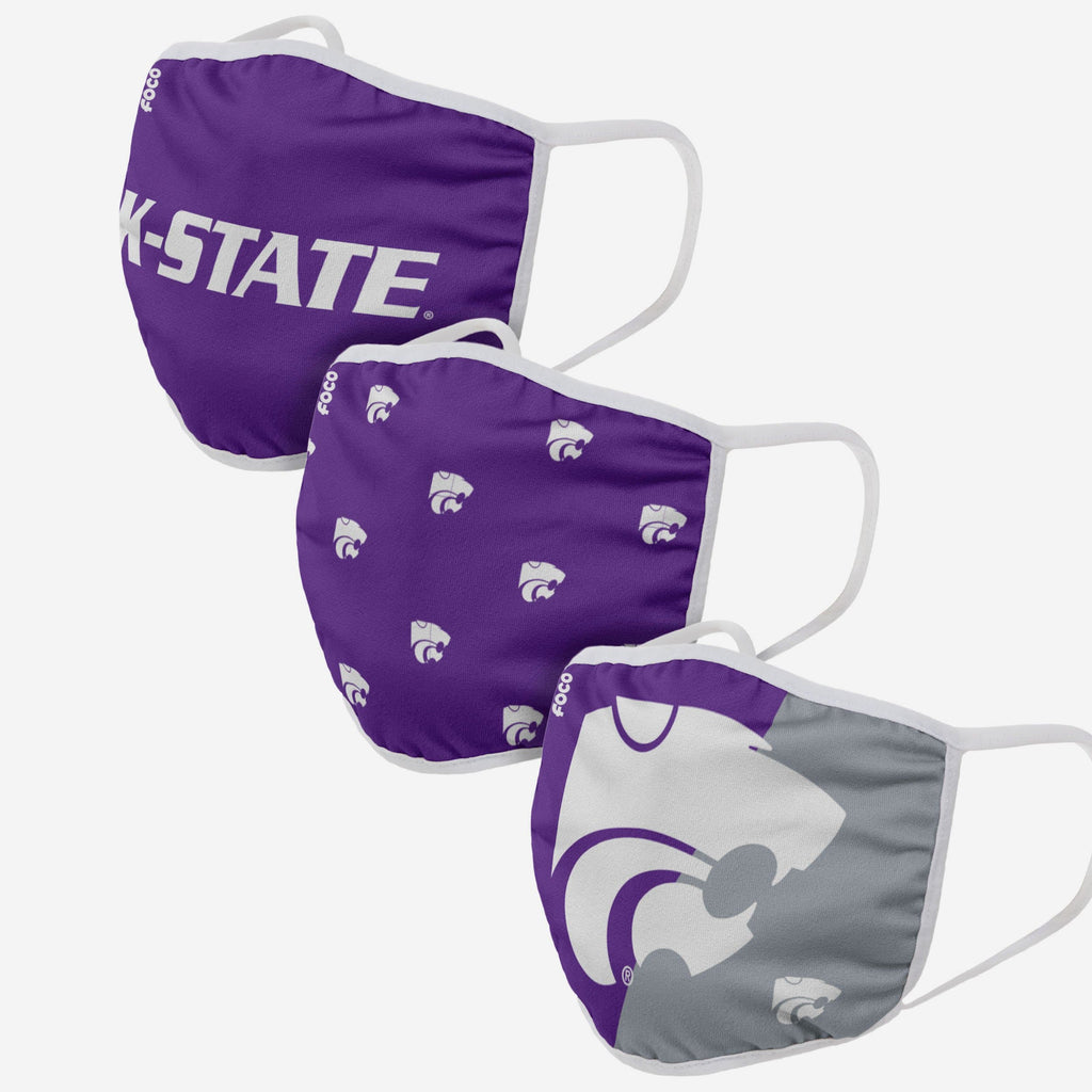 Kansas State Wildcats 3 Pack Face Cover FOCO - FOCO.com