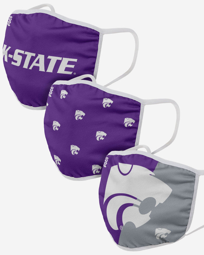 Kansas State Wildcats 3 Pack Face Cover FOCO - FOCO.com