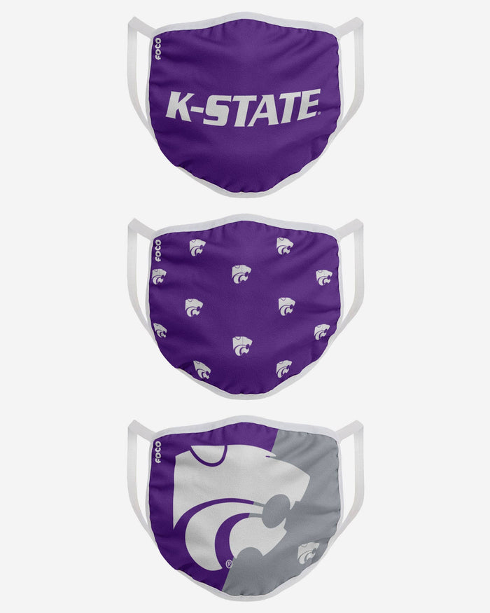 Kansas State Wildcats 3 Pack Face Cover FOCO - FOCO.com