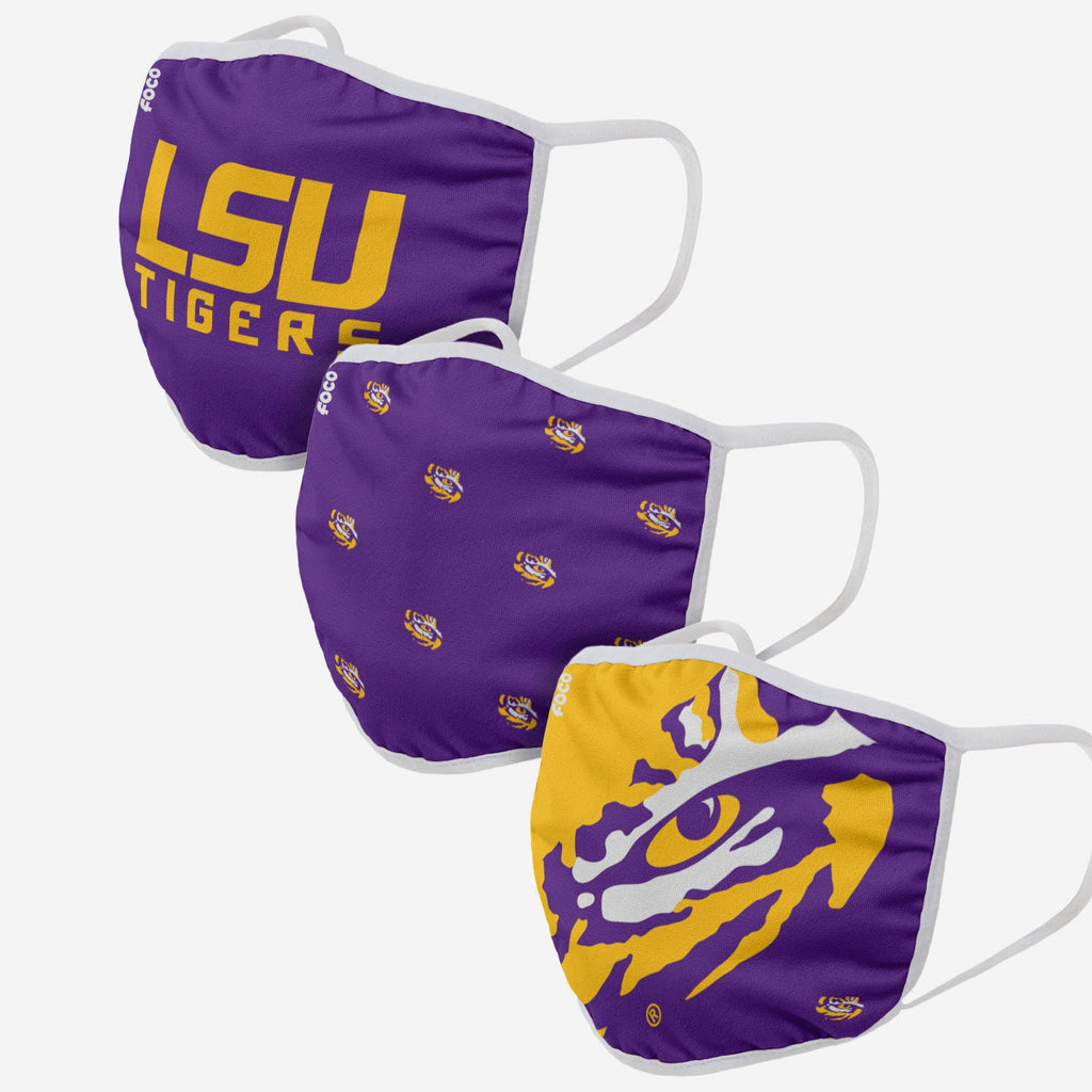 LSU Tigers 3 Pack Face Cover FOCO - FOCO.com