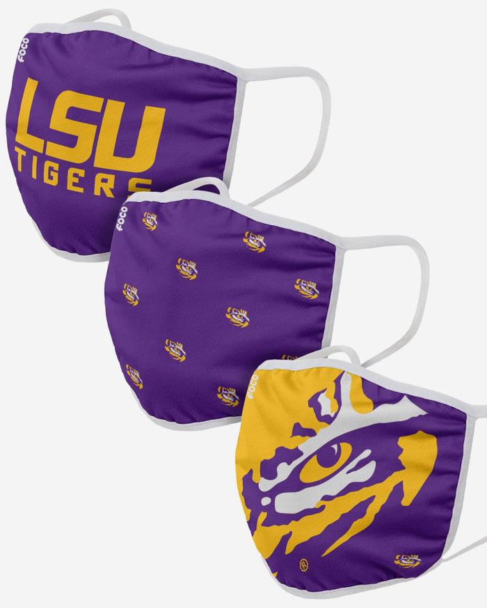 LSU Tigers 3 Pack Face Cover FOCO - FOCO.com