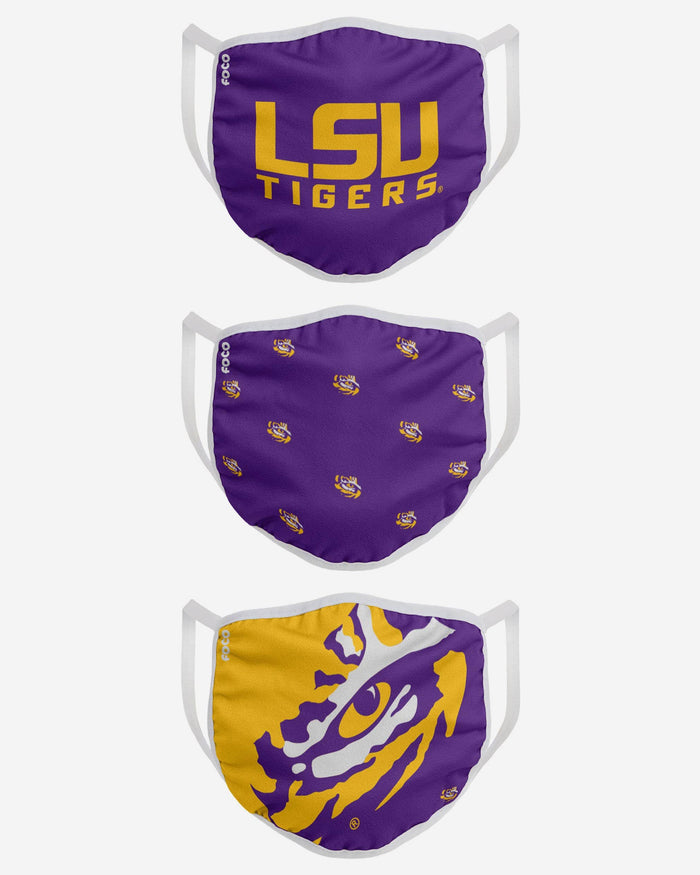 LSU Tigers 3 Pack Face Cover FOCO - FOCO.com