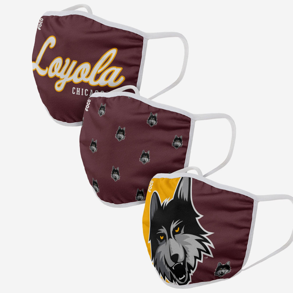 Loyola Chicago Ramblers 3 Pack Face Cover FOCO - FOCO.com