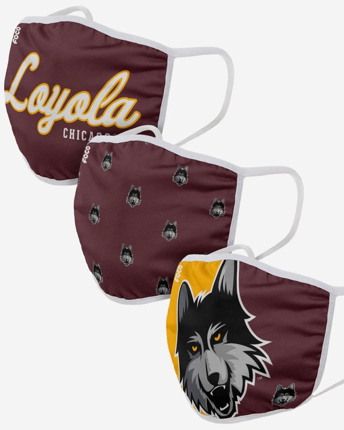 Loyola Chicago Ramblers 3 Pack Face Cover FOCO - FOCO.com