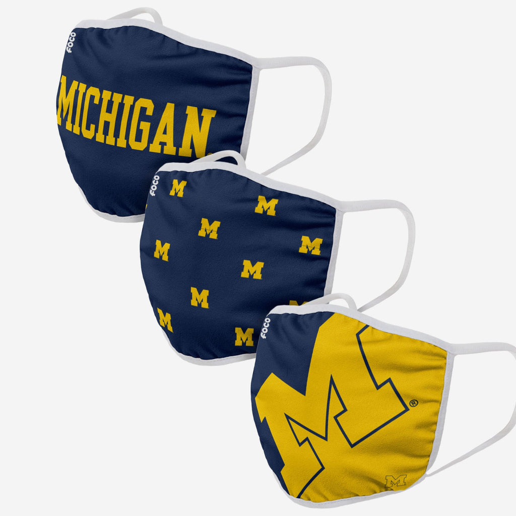 Michigan Wolverines Team 3 Pack Face Cover FOCO - FOCO.com