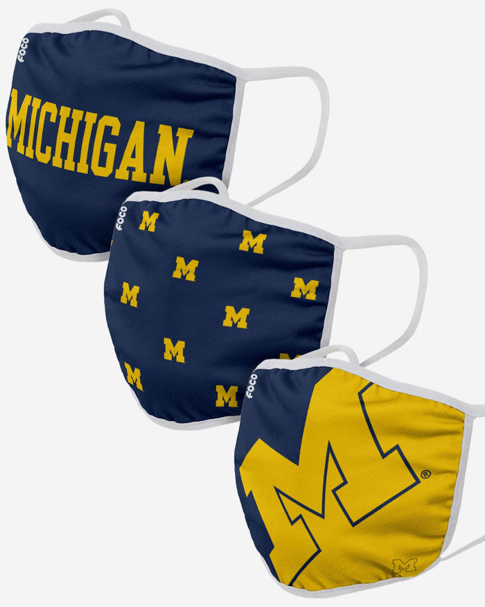 Michigan Wolverines Team 3 Pack Face Cover FOCO - FOCO.com