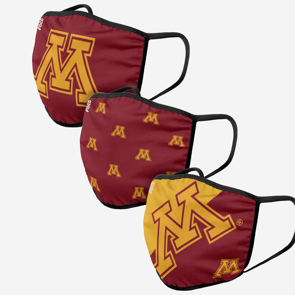 Minnesota Golden Gophers 3 Pack Face Cover FOCO - FOCO.com