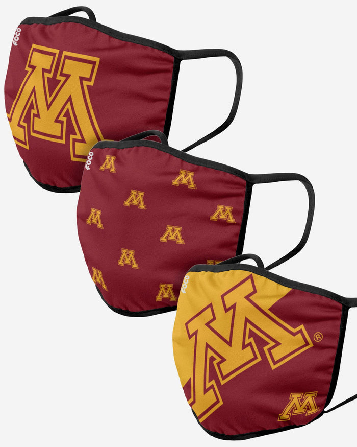 Minnesota Golden Gophers 3 Pack Face Cover FOCO - FOCO.com