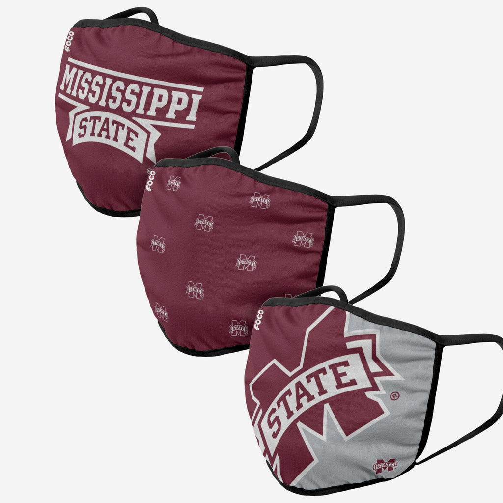 Mississippi State Bulldogs 3 Pack Face Cover FOCO - FOCO.com