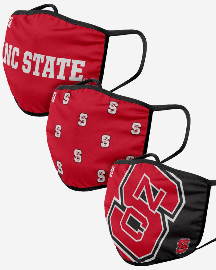 NC State Wolfpack 3 Pack Face Cover FOCO - FOCO.com