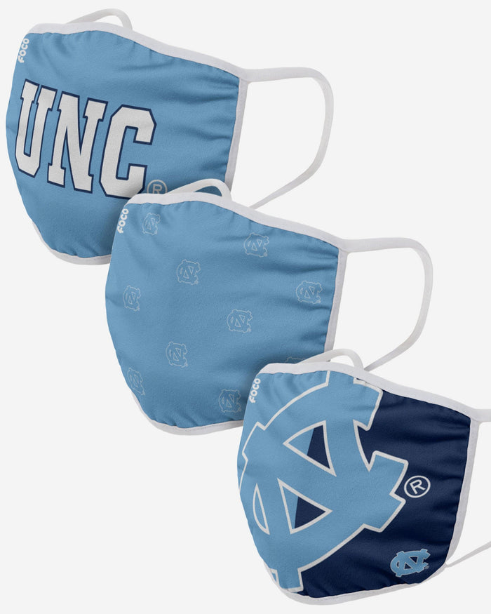 North Carolina Tar Heels 3 Pack Face Cover FOCO - FOCO.com