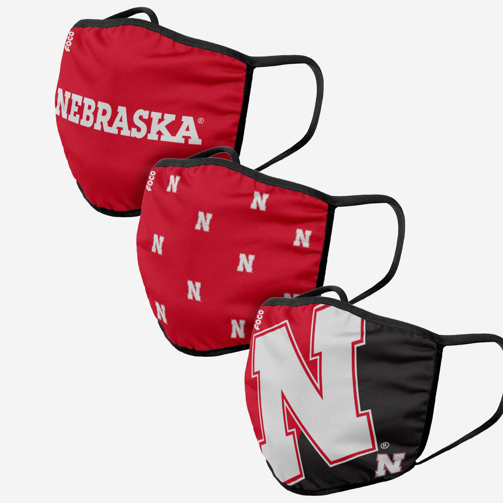 Nebraska Cornhuskers 3 Pack Face Cover FOCO - FOCO.com