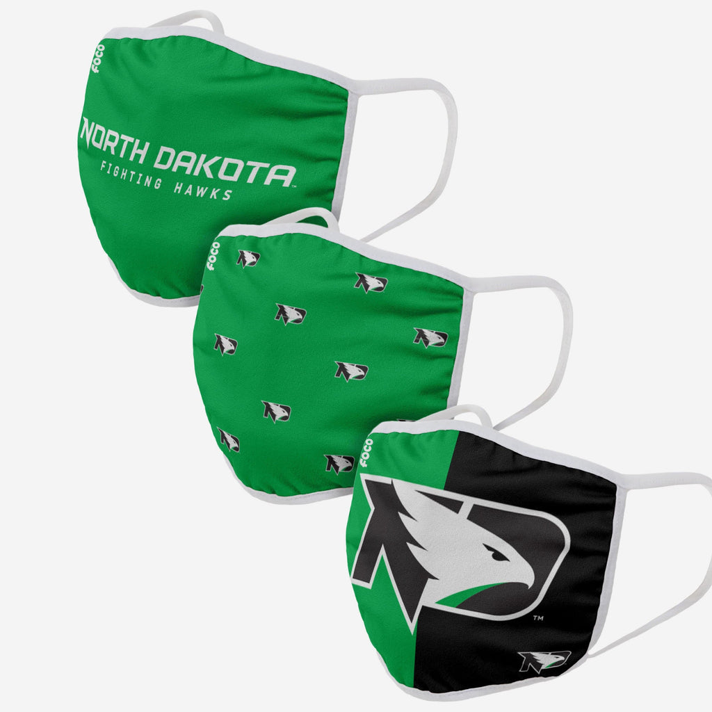 North Dakota Fighting Hawks 3 Pack Face Cover FOCO - FOCO.com