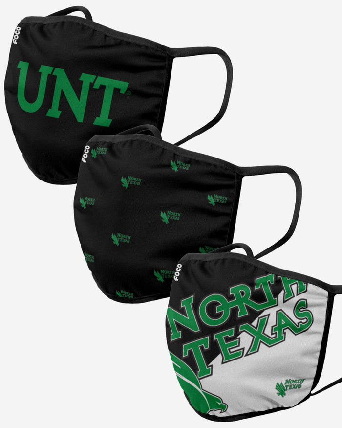 North Texas Mean Green 3 Pack Face Cover FOCO - FOCO.com